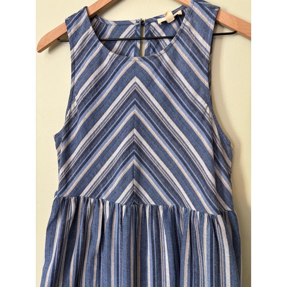 entro Striped Midi Sleeveless Dress Medium Blue - Picture 3 of 9